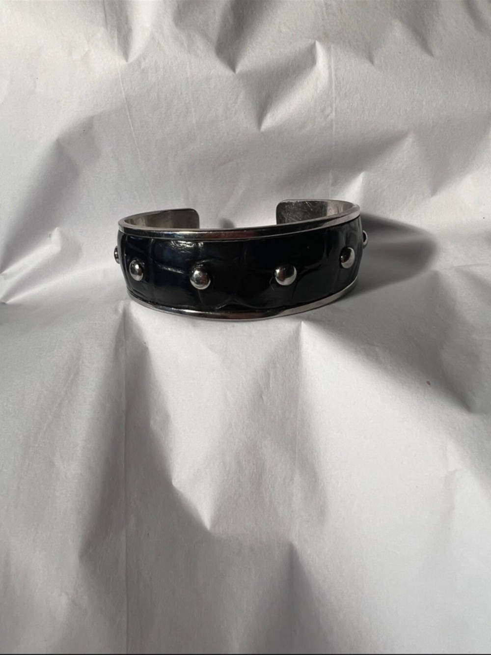 TOD’s Embossed Leather Studded Cuff Bracelet - Vintage Authentic